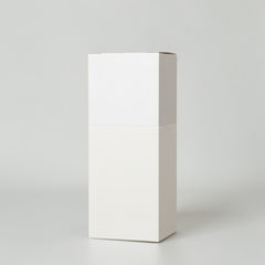 Stockka vertical wine box with top opening, made of coated cardboard with a light purple abstract swirl pattern.
