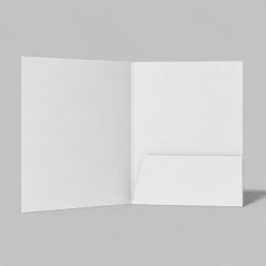 Stockka white A4 cardboard document folder with an internal pocket, ideal for business meetings and presentations.