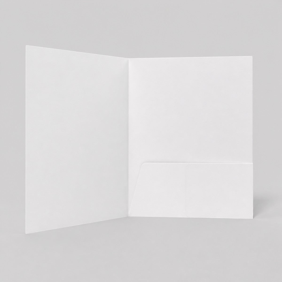 Stockka white A4 double pocket presentation folder, ideal for documents and business cards.