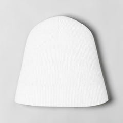 Stockka white acrylic double-knit unisex beanie for winter warmth and style.