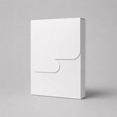 Stockka compact white cardboard box with curved front closure, ideal for cards, gift cards, or product samples.