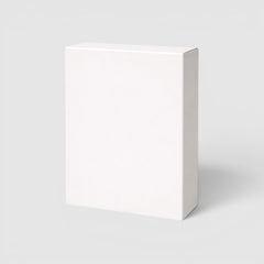 Stockka white rectangular cardboard box with top opening and locking bottom closure. Ideal for light to medium products.