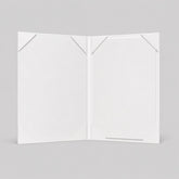 Stockka white textured cardboard certificate folder with corner pockets for document display.