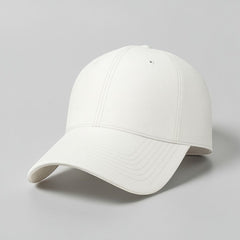 Stockka white cotton twill baseball cap with adjustable velcro closure, one size fits all.