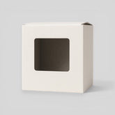 Stockka white rigid cardboard gift box with clear PET window for product display. Ideal for cosmetics, candles, or small gifts.