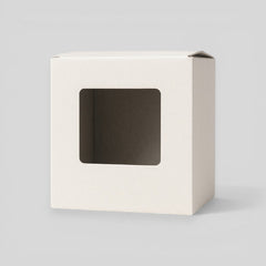 Stockka white rigid cardboard gift box with clear PET window for product display. Ideal for cosmetics, candles, or small gifts.