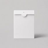 Stockka white matte coated cardboard envelope with round tuck-lock closure for greeting cards and invitations.