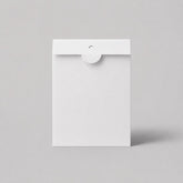 Stockka white matte coated cardboard envelope with round tuck-lock closure for greeting cards and invitations.