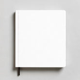 Stockka white hardback notebook with 80 lined pages and a black ribbon bookmark, perfect for custom designs.