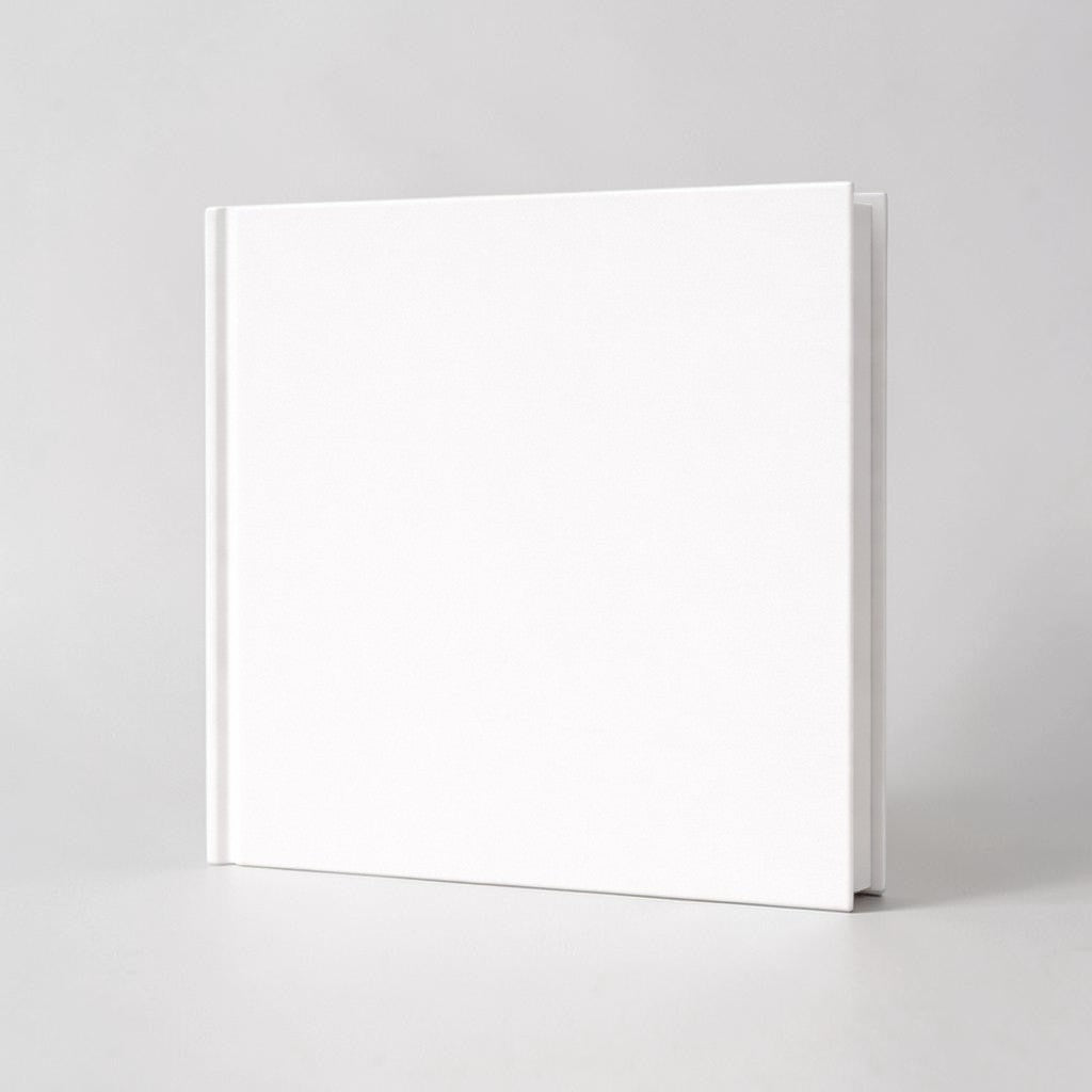 Stockka white hardcover square notebook with 80 lined pages and customisable cover.