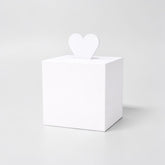 Stockka white cube gift box with heart top closure, perfect for romantic gifts or special occasions.