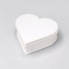 Stockka white rigid cardboard heart-shaped gift box with glossy finish, ideal for jewelry, cosmetics, and special occasions.