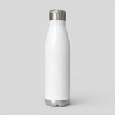 Stockka white insulated stainless steel water bottle with silver cap and base, perfect for gym or school.
