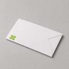 Stockka white 250gsm cardstock envelope with a secure interlocking closure for invitations and gift cards.