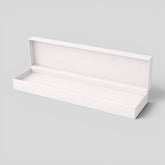 Stockka white rectangular jewelry box with hinged lid and soft velvet interior, perfect for necklaces, bracelets, or watches.
