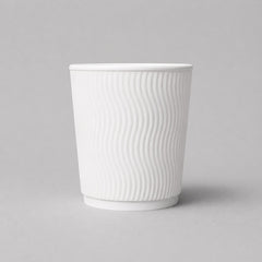 Stockka medium white kraft paper cup with insulated ripple walls, no lid. Ideal for office coffee or medium hot drinks.