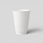 Stockka white kraft paper cup with wavy double wall insulation, no lid, 220gsm