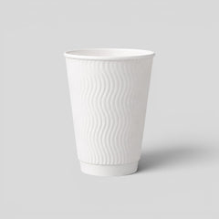 Stockka white kraft paper cup with wavy double wall insulation, no lid, 220gsm