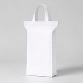Stockka white laminated plastic stand-up bag with strong loop handles for gifts, cosmetics, and branded products.