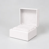Stockka white luxury customisable jewelry box with soft foam interior, perfect for rings and accessories.