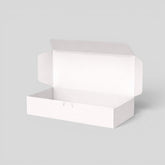 Stockka white rigid cardboard mailer box with magnetic closure, ideal for luxury gifts and product packaging.