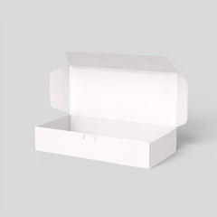 Stockka white rigid cardboard mailer box with magnetic closure, ideal for luxury gifts and product packaging.