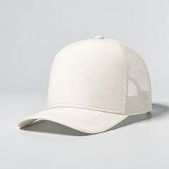 Stockka white mesh trucker hat, 100% cotton, adjustable unisex cap for excellent fit.