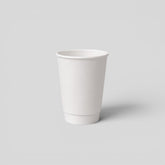 Stockka white double-walled paper cup for hot beverages like coffee or tea. Eco-friendly and durable.