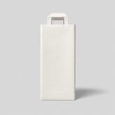 Stockka white paper wine bottle gift bag with reinforced base and carrying handles, ideal for gifts and branding.