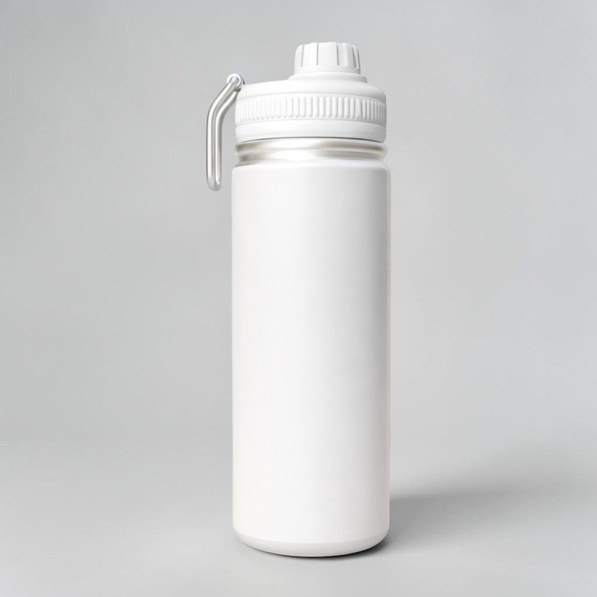 Stockka white plastic water bottle with screw cap and carrying handle, 500ml capacity.