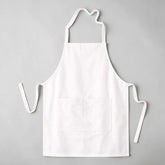 Stockka classic white full-length apron with two front pockets and adjustable neck strap. Made from durable poly-cotton blend.