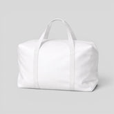 Stockka white polyester duffel bag with dual handles, perfect for travel and sports.