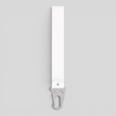 Stockka white polyester lanyard strap with metal clasp for keys, ID badges, or access cards.