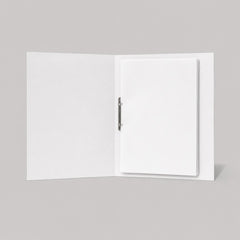 Stockka white portfolio binder with two pockets, made of laminated cardboard, for letter-size documents.
