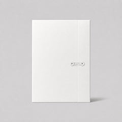 Stockka white presentation folder made of corrugated cardboard with button and string closure for documents.