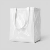 Stockka white PVC tote bag with reinforced handles, ideal for shopping and events. Durable and reusable.