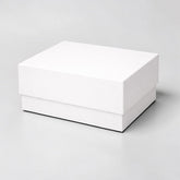 Stockka classic white two-piece rigid cardboard gift box with separate lid and base, ideal for luxury packaging.
