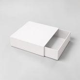 Stockka white square rigid gift box with drawer, perfect for jewelry or cosmetics. Made of 1400gsm cardboard.