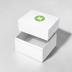 Stockka classic square gift box with lid, white rigid cardboard, perfect for luxury items, skincare, jewelry, or branding.