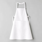Stockka white polyester-cotton blend standard apron with front pocket and adjustable straps. Ideal for kitchen, restaurant, cafe use.