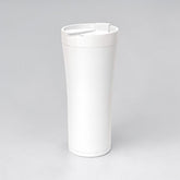 Stockka tall white double-walled stainless steel thermal tumbler with a secure lid and drinking opening.