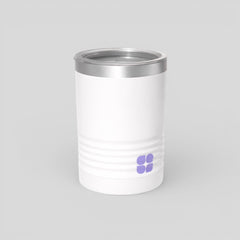 Stockka white stainless steel thermal wine tumbler with lid and grooved base. Ideal for wine, cocktails, or cold drinks.