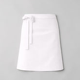 Stockka classic white waist apron with tie closure, cotton-polyester blend, ideal for cafes and restaurants.