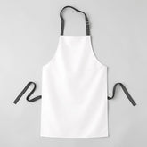 Stockka white waterproof polyester apron with adjustable neck strap and long waist ties, ideal for kitchens and cleaning.