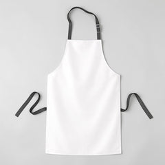 Stockka white waterproof polyester apron with adjustable neck strap and long waist ties, ideal for kitchens and cleaning.
