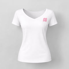 Women's V-neck T-shirt with contrasting sleeves