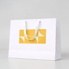 Wide White Shopping Bag with Light Flat Fabric Handles