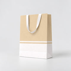Shopping paper bag with ribbon handles