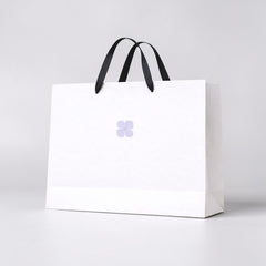 Wide White Shopping Bag with Flat Fabric Handles