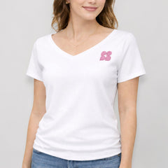 Women's V-neck T-shirt with contrasting sleeves